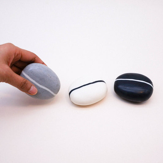 Large Handmade Pebble Soap with Stripe Design