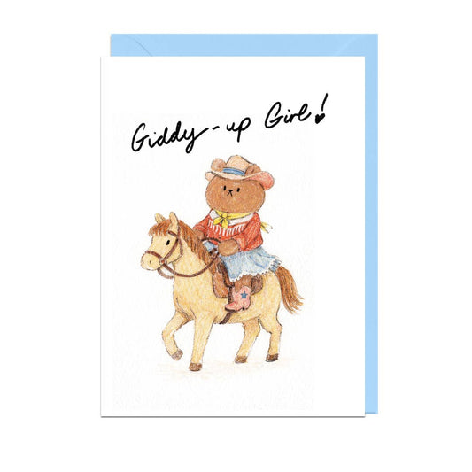 Giddy Up Girl Horse Greeting Card