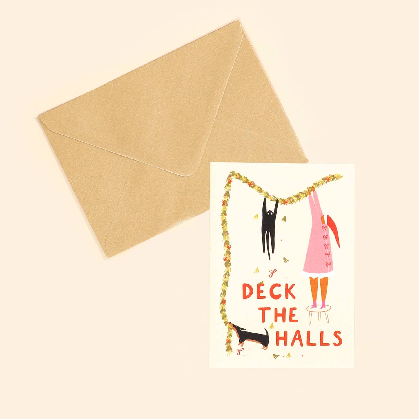 Deck The Halls Christmas Card | Cat Card | Dog Card | Funny