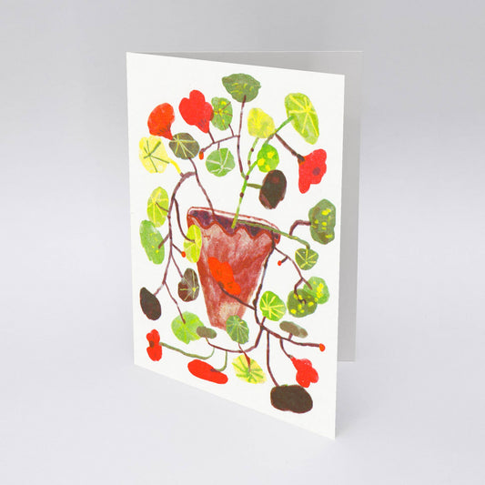 Nasturtium Card | Risograph Printed | Flower Gardening Card
