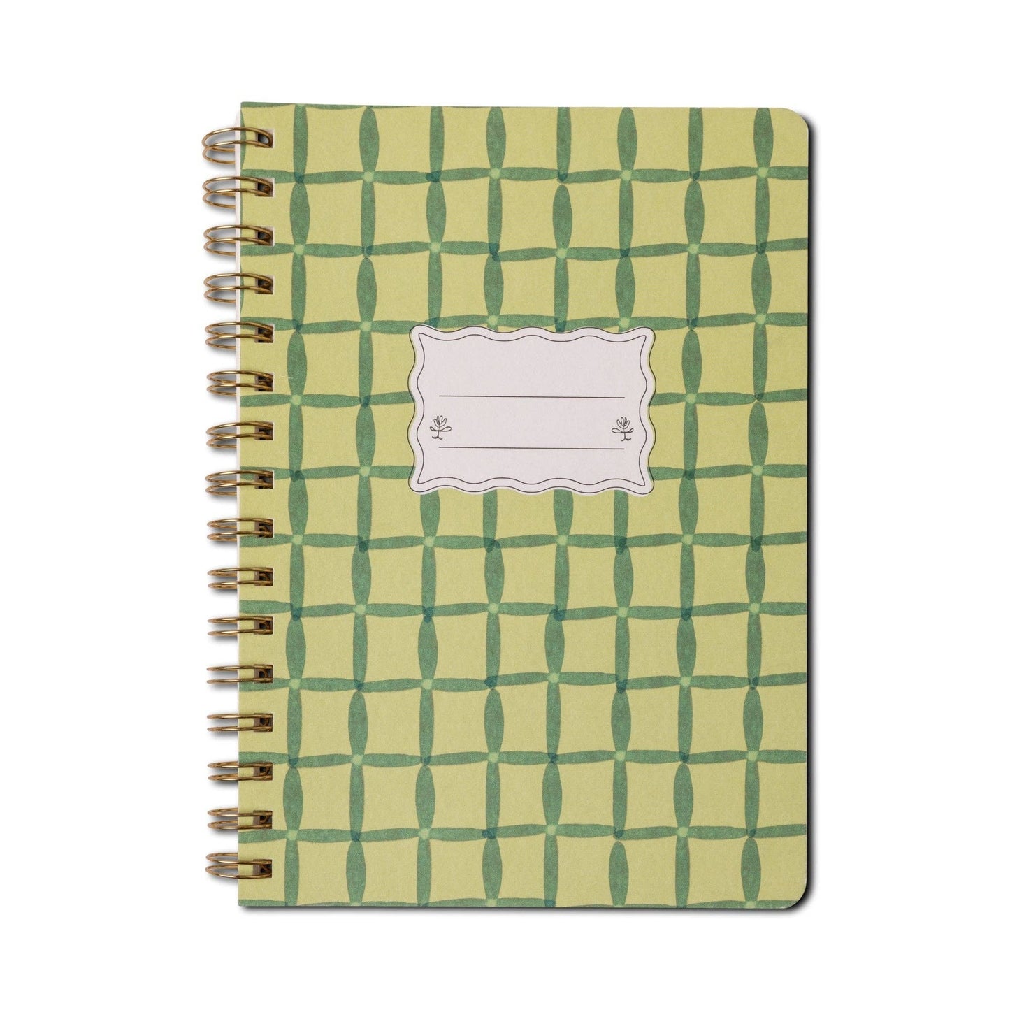 A5 Twin Wire Notebook - Green Lattice