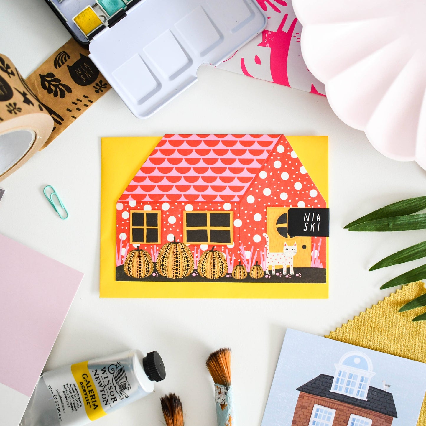 Yayoi Catsama cut out house card