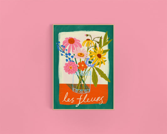 Les Fleurs Art Print | Floral Antique Vintage Vase Maximalis