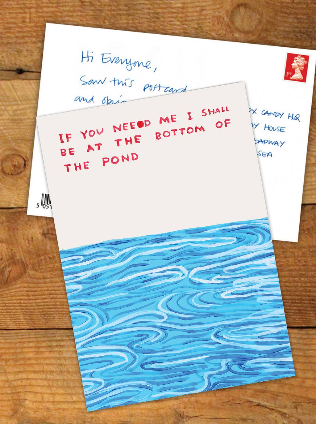 Bottom Of The Pond - A6 Art Postcard By David Shrigley