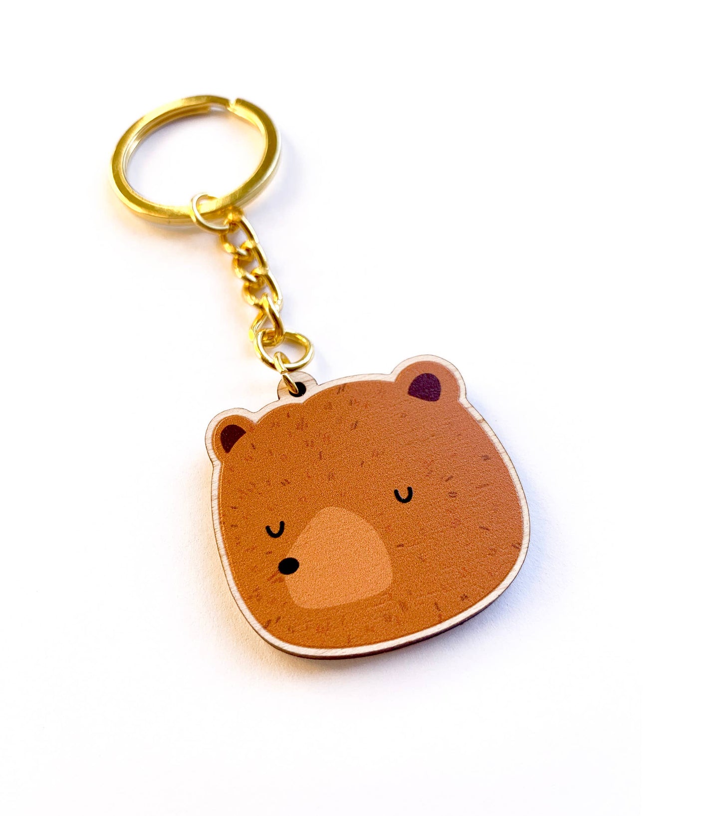 Brown Bear Wooden Key Ring