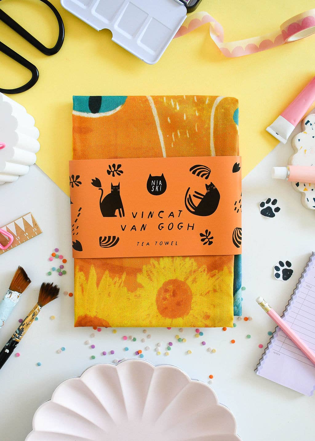 Vincat van Gogh Cat Tea Towel 
