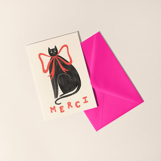 Merci Black Cat Greeting Card