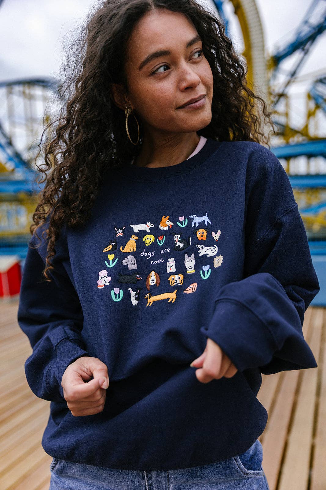 Dogs Are Cool Embroidered Sweatshirt