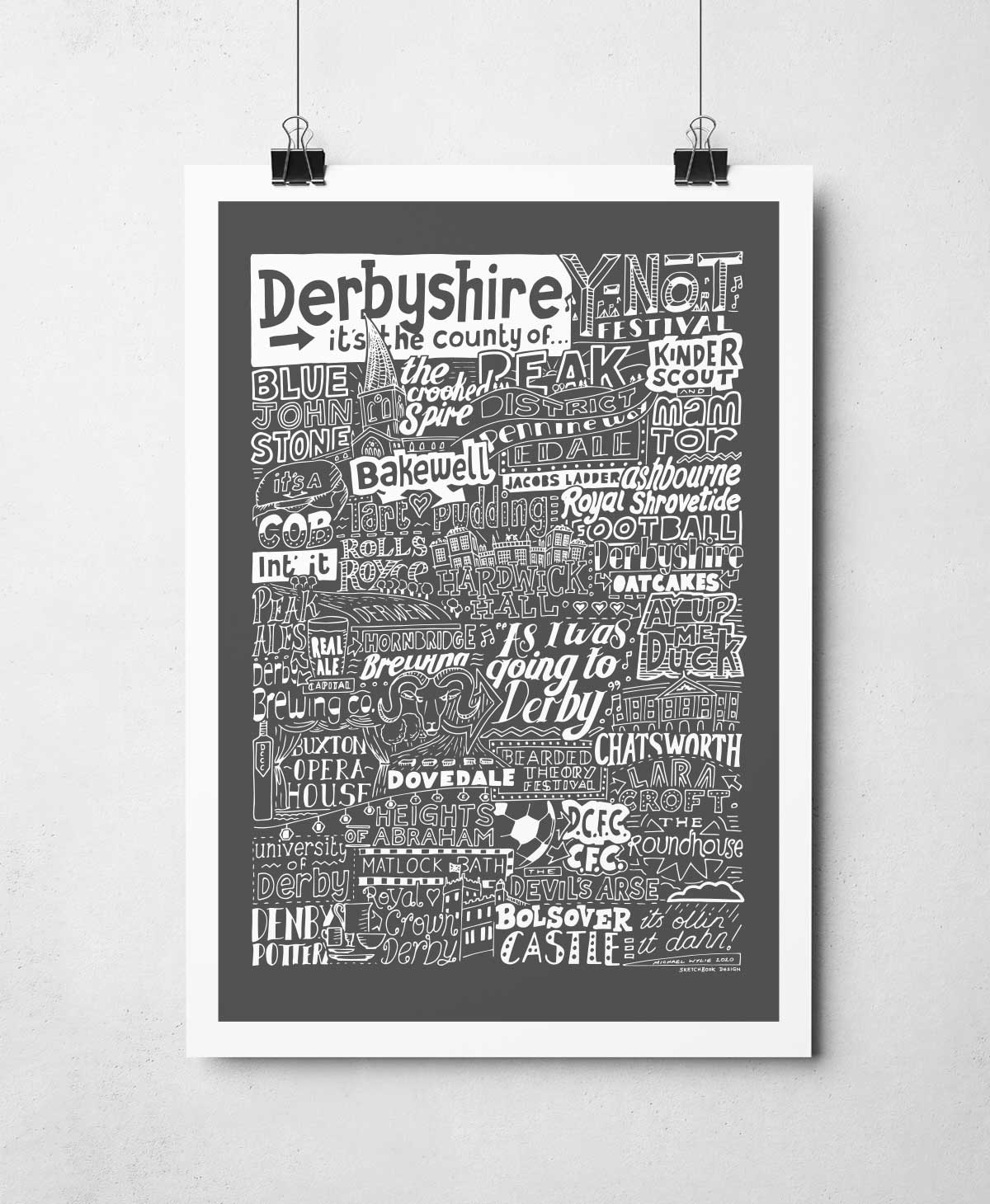 Derbyshire Landmarks Art Print