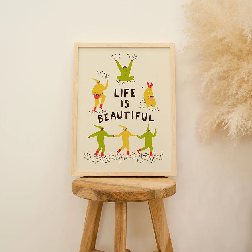 Life Is Beautiful Art Print by Little Black Cat