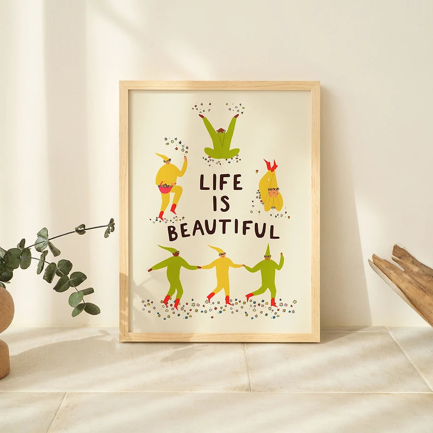 Life Is Beautiful Art Print by Little Black Cat