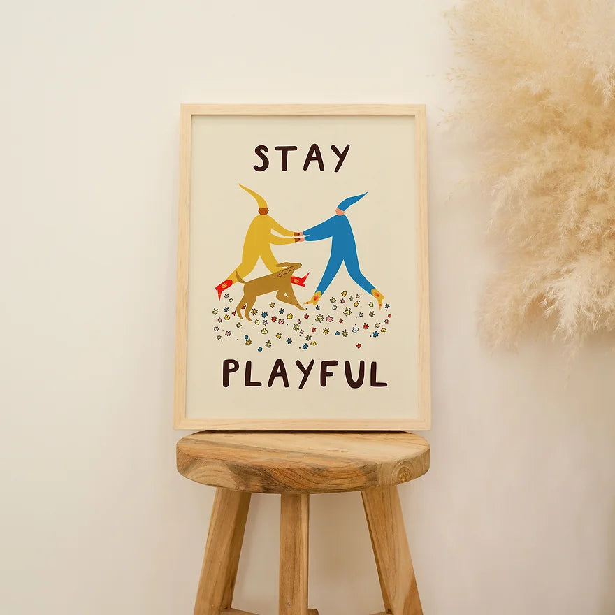 Stay Playful Art Print by Little Black Cat