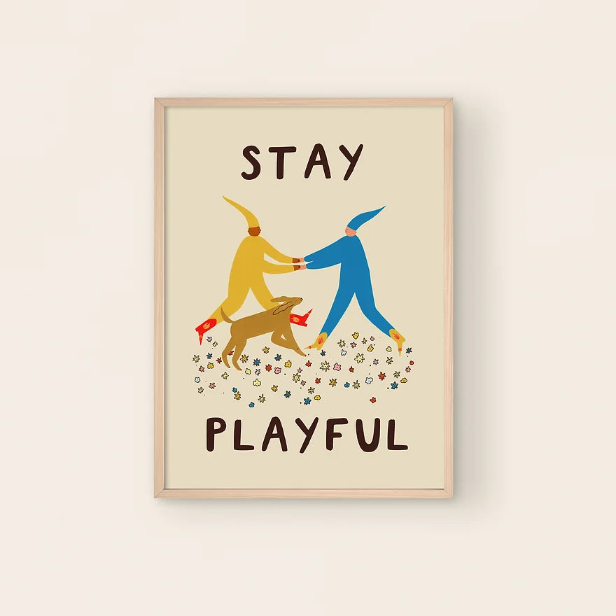 Stay Playful Art Print by Little Black Cat