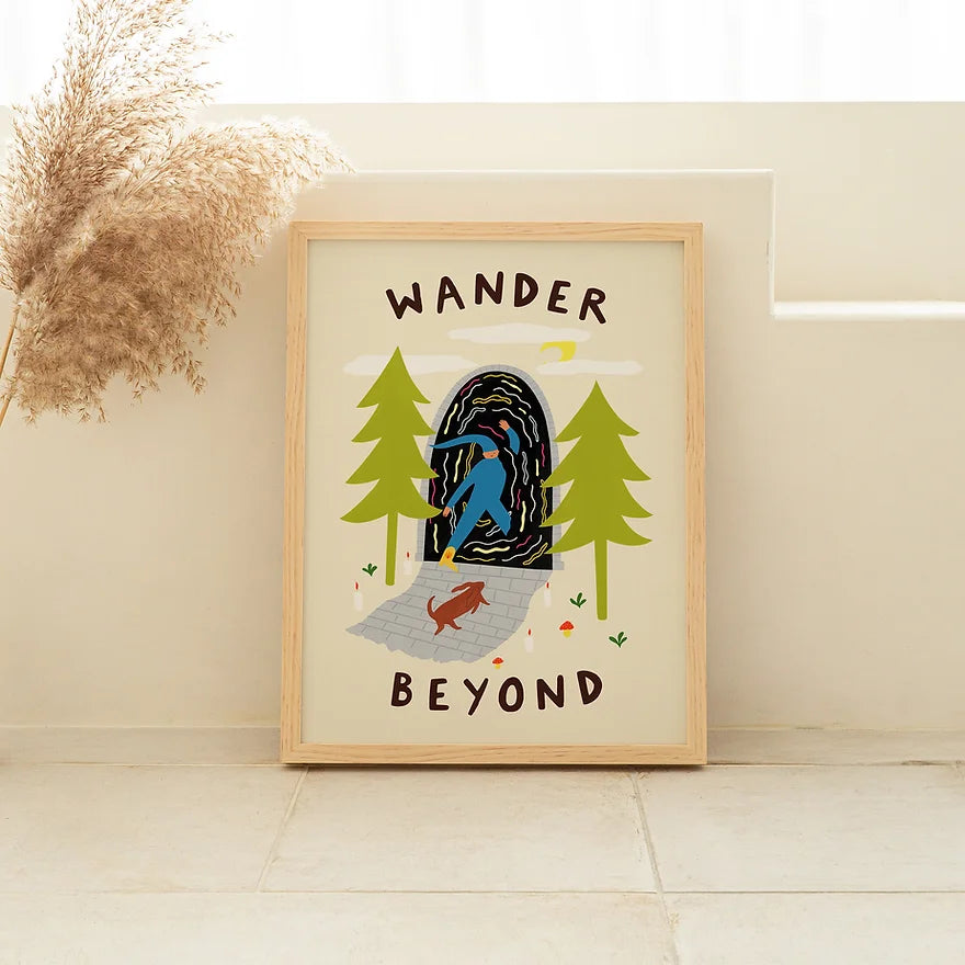 Wander Beyond Art Print by Little Black Cat