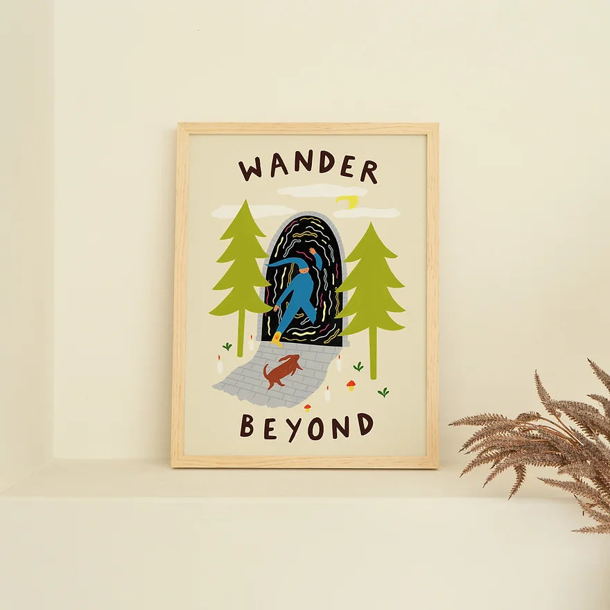 Wander Beyond Art Print by Little Black Cat