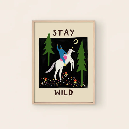 Stay Wild Art Print by Little Black Cat