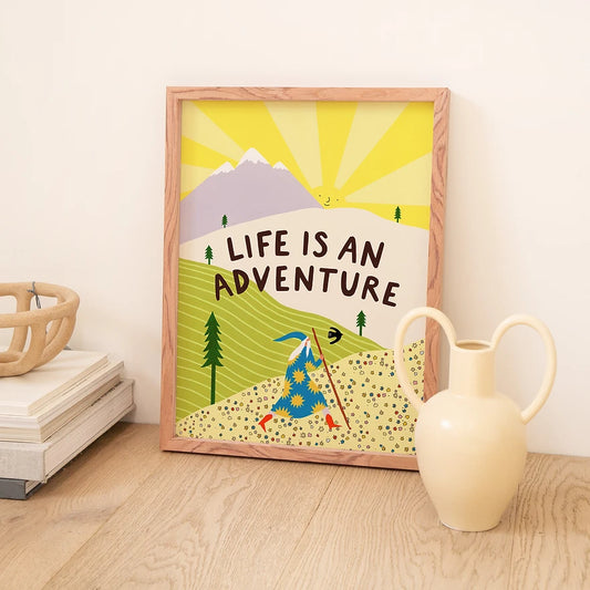 Life Is An Adventure Art Print by Little Black Cat