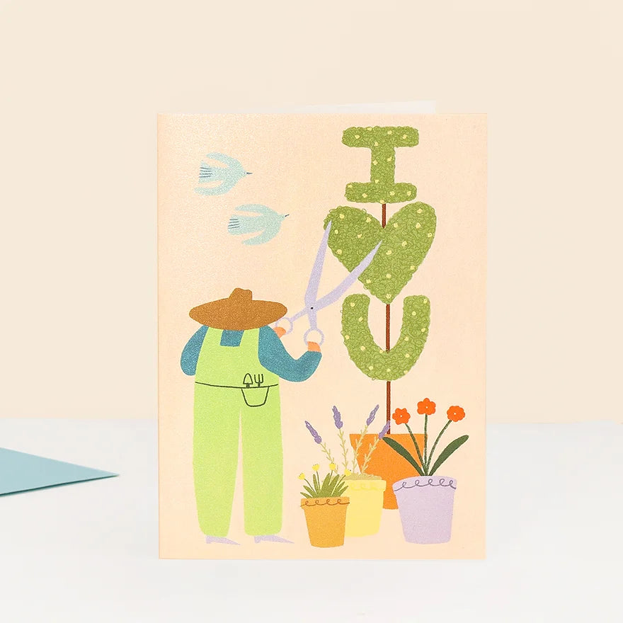 I heart U, Gardening Greeting Card by Little Black Cat