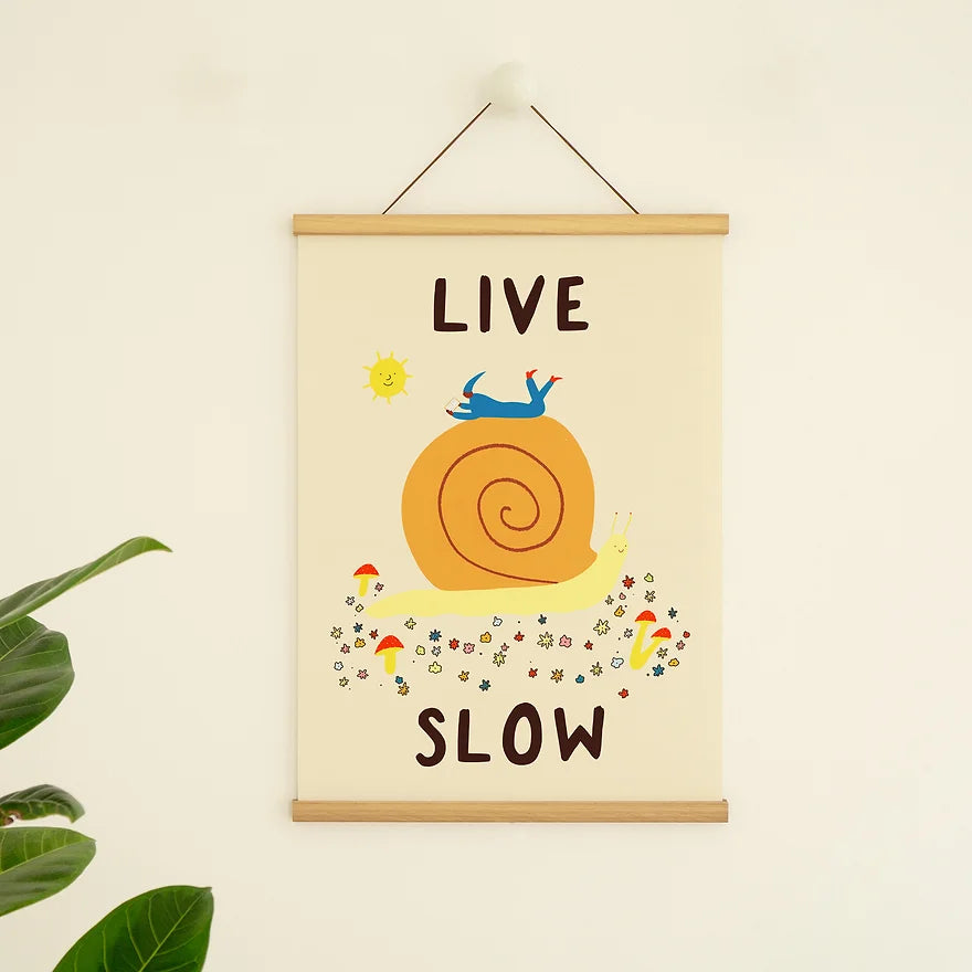 Live slow Art Print by Little Black Cat