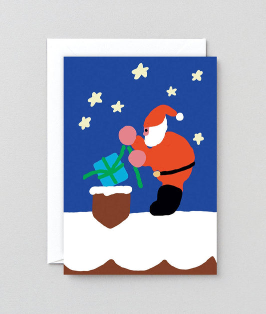 Santa Present Drop Holiday Greeting Card