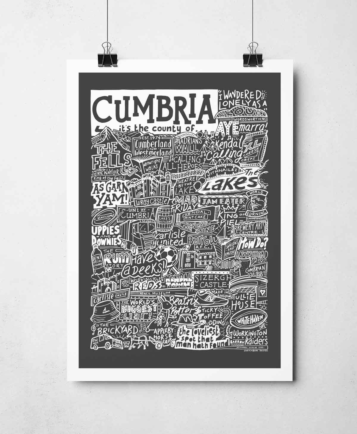 Cumbria Landmarks Art Print