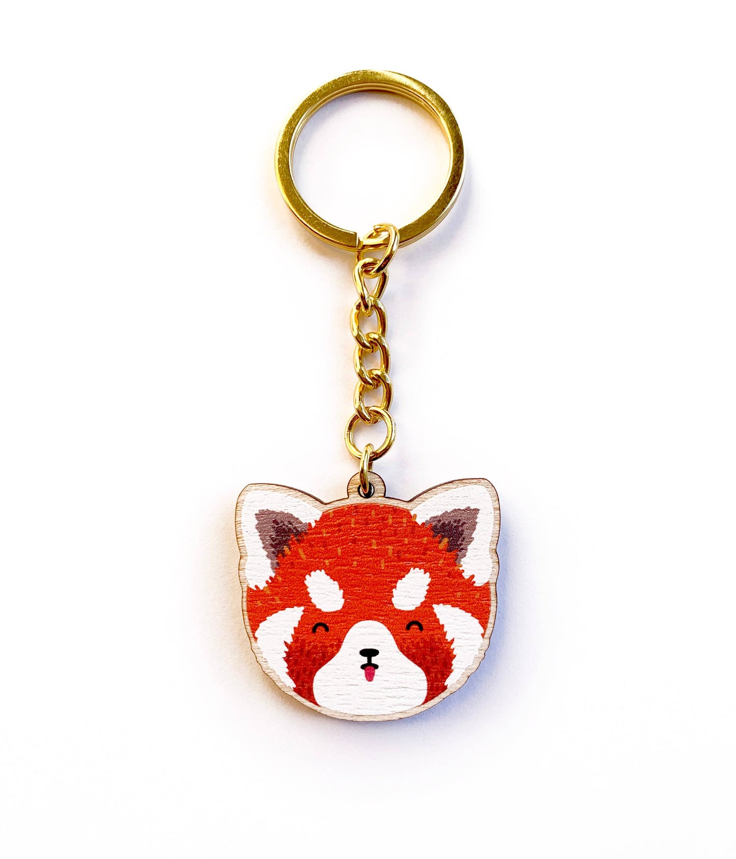 Cheeky Red Panda Wooden Key Ring