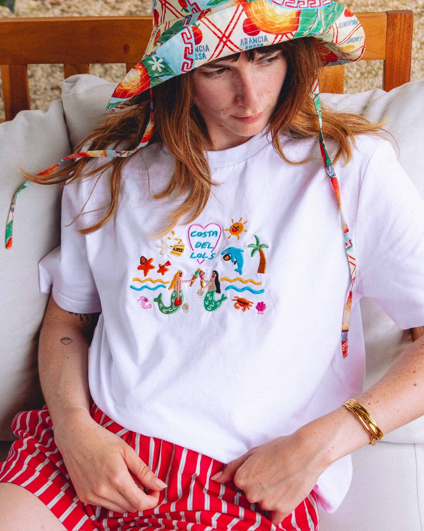 Costa Del Lols Embroidered Organic T-Shirt
