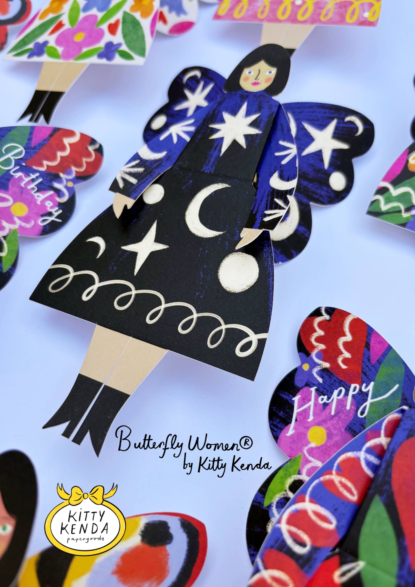 Cosmic - Butterfly Woman Sitting Greeting Card