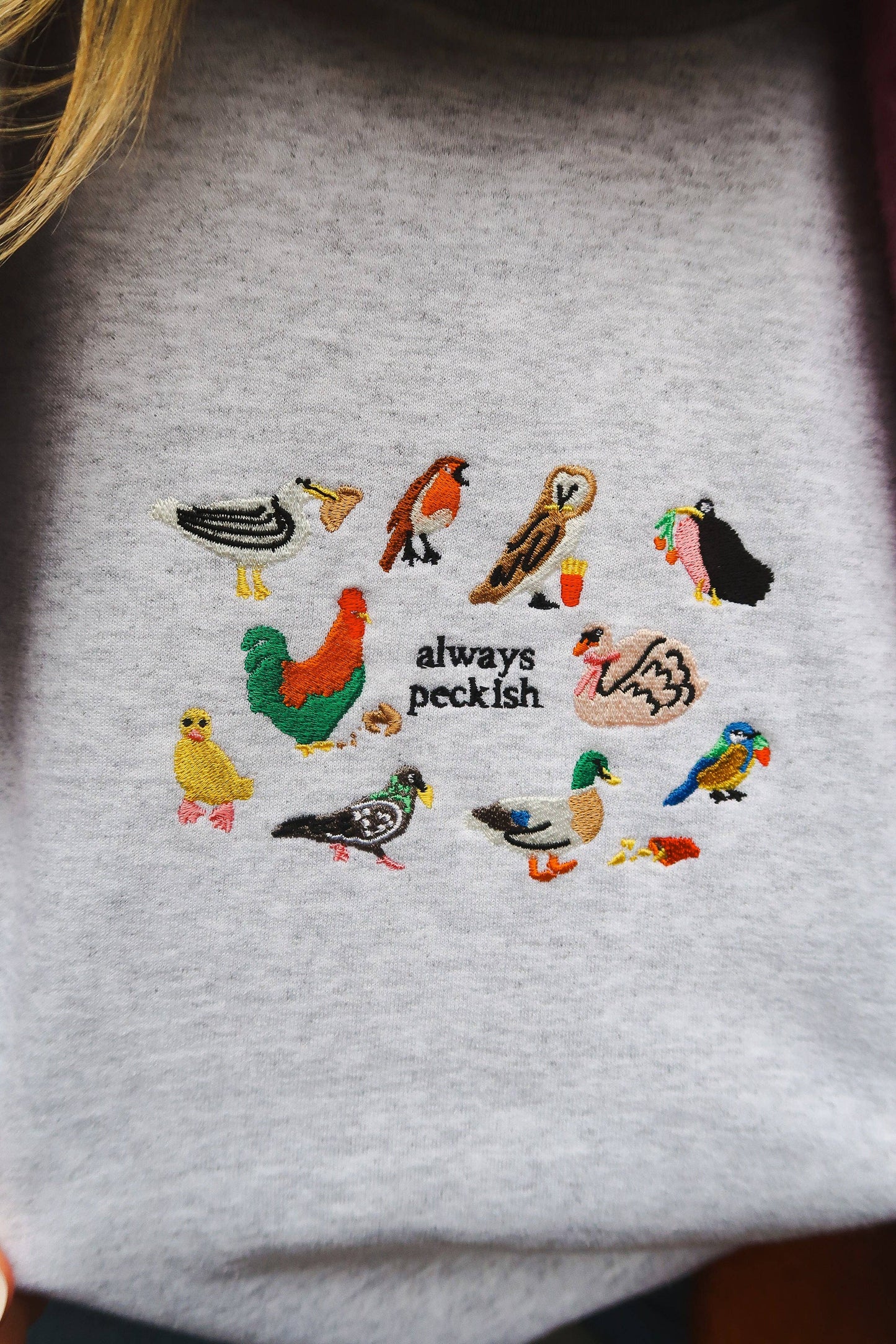 Always Peckish Embroidered Sweatshirt