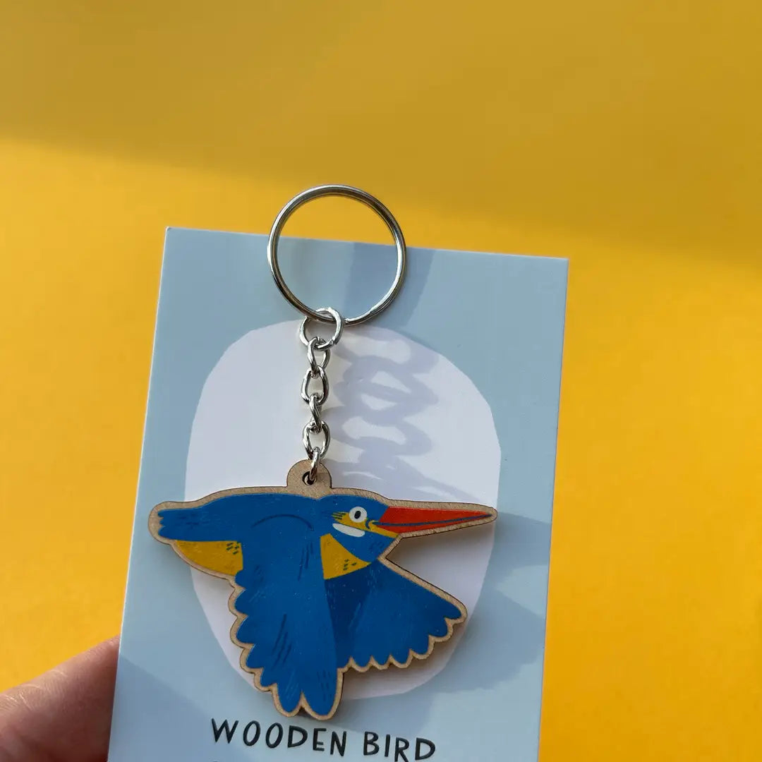 Kingfisher Wooden Keychain