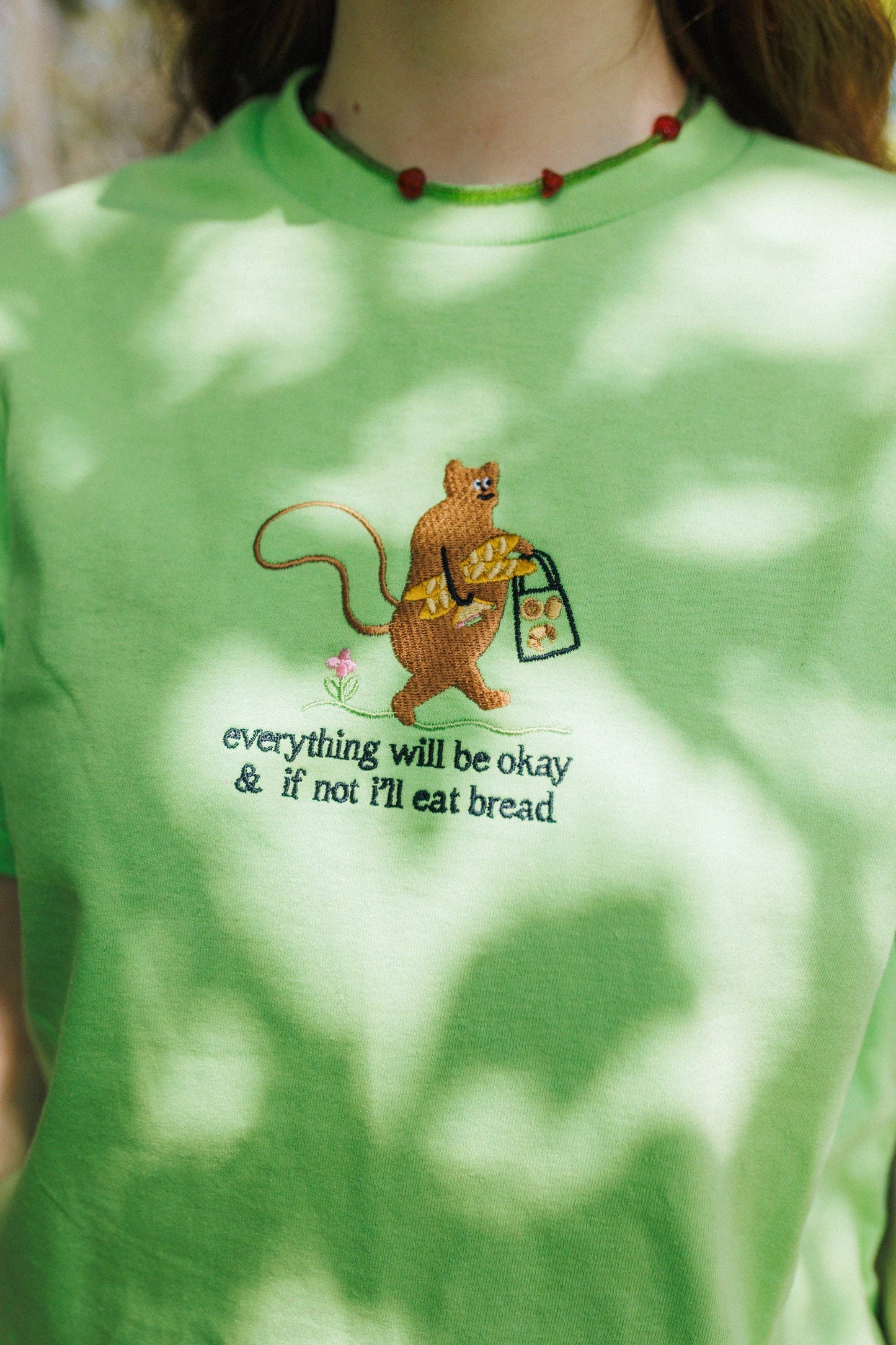 Squirrel & Bread Embroidered T-Shirt by Limpet Store