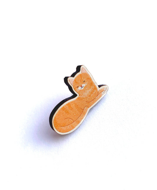 Ginger Cat Wooden Pin - Responsibly Sourced