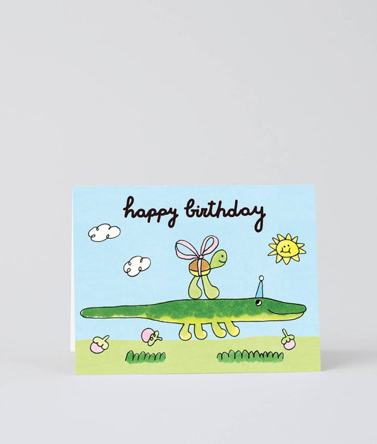 Happy Birthday Croc and Turtle Greeting Card