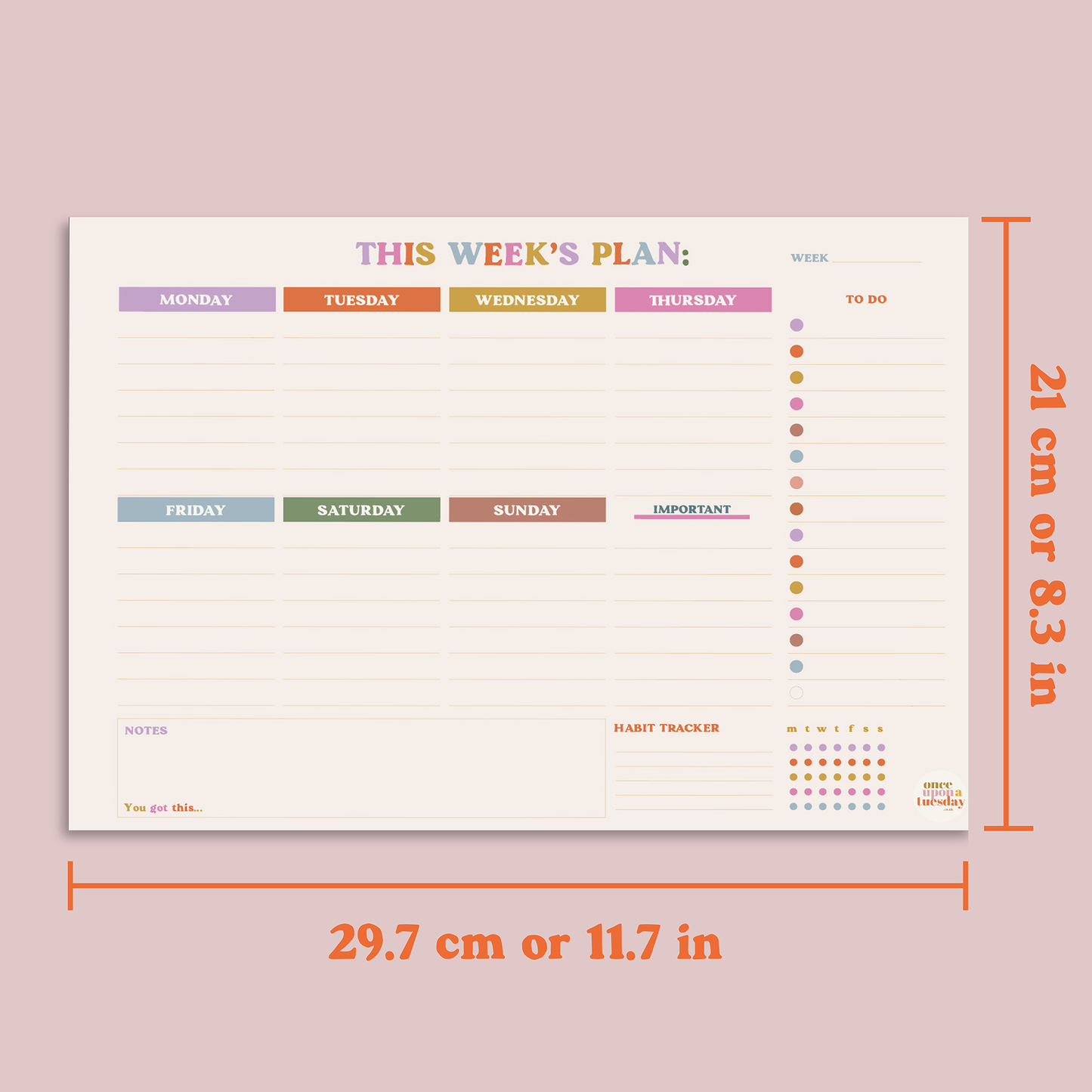 A4 Weekly Planner Pad with Habit Tracker | You Got This