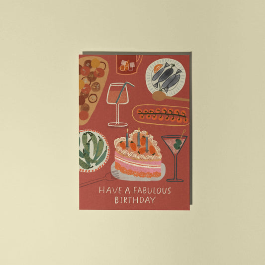 Fabulous Foodie Birthday Card | Dinner Party Illustration