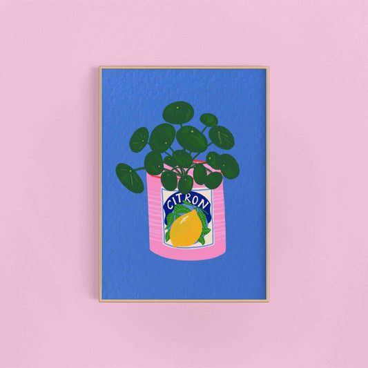Chinese Money Plant & Vintage Can Art Print | House Plant 