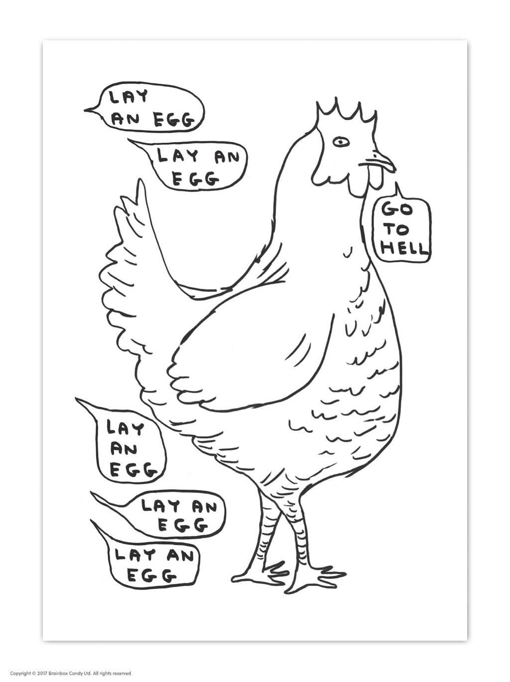 Lay An Egg - A6 Art Postcard By David Shrigley