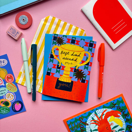 World's Best Dad Trophy Greetings Card