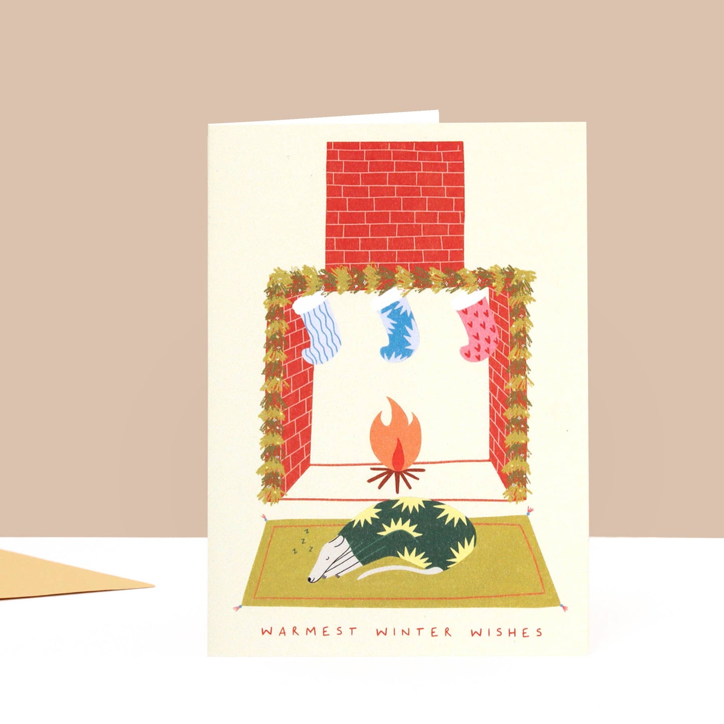Winter Wishes Christmas Card | Whippet Card | Cosy Card