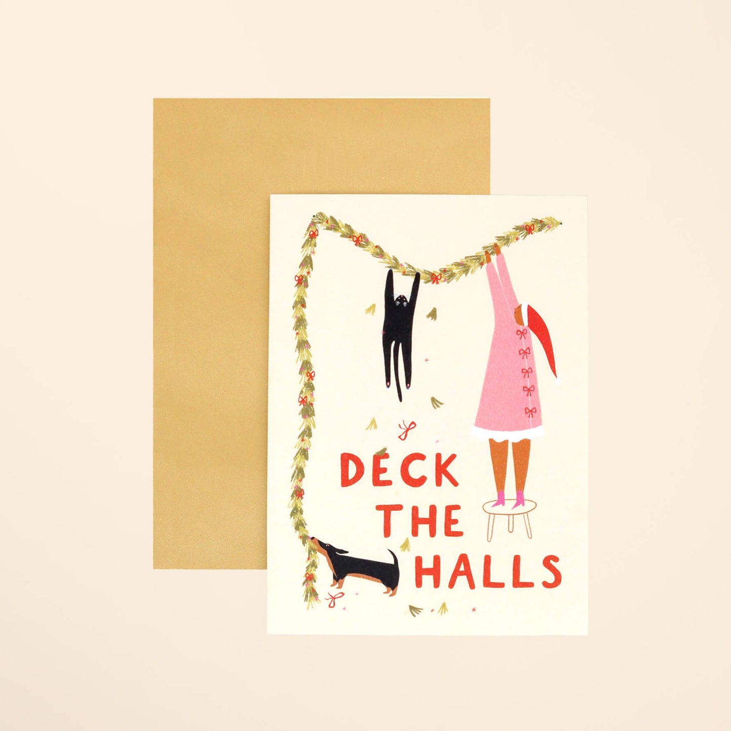 Deck The Halls Christmas Card | Cat Card | Dog Card | Funny