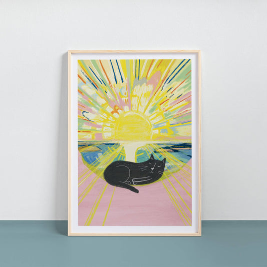 Munch Sunrise Cat Print
