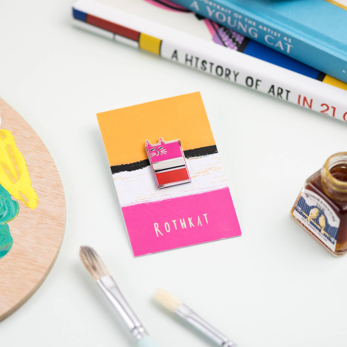 Pin Cat Rtist Rothkat Cat Artist Pin – Flock and Gaggle