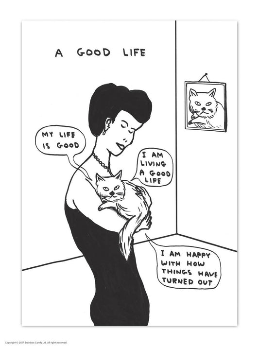 A Good Life - A6 Art Postcard By David Shrigley