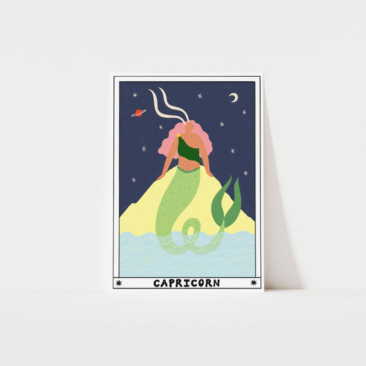 Tarot Capricorn Art Print | Horoscope Print | Celestial Art