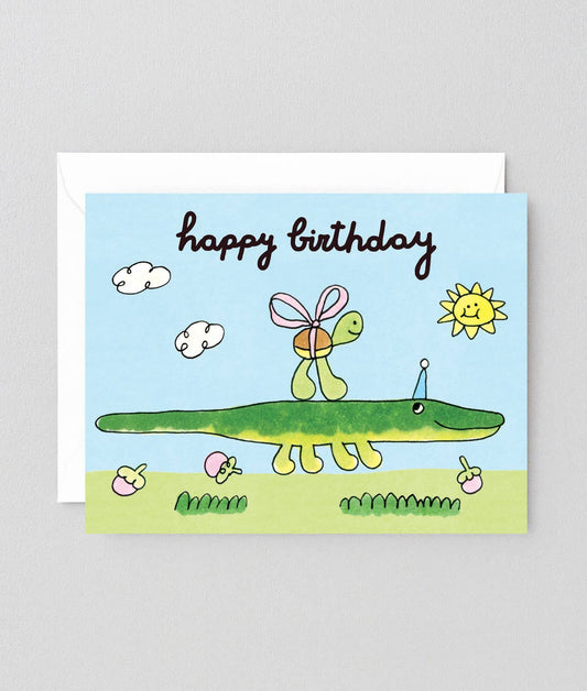 Happy Birthday Croc and Turtle Greeting Card