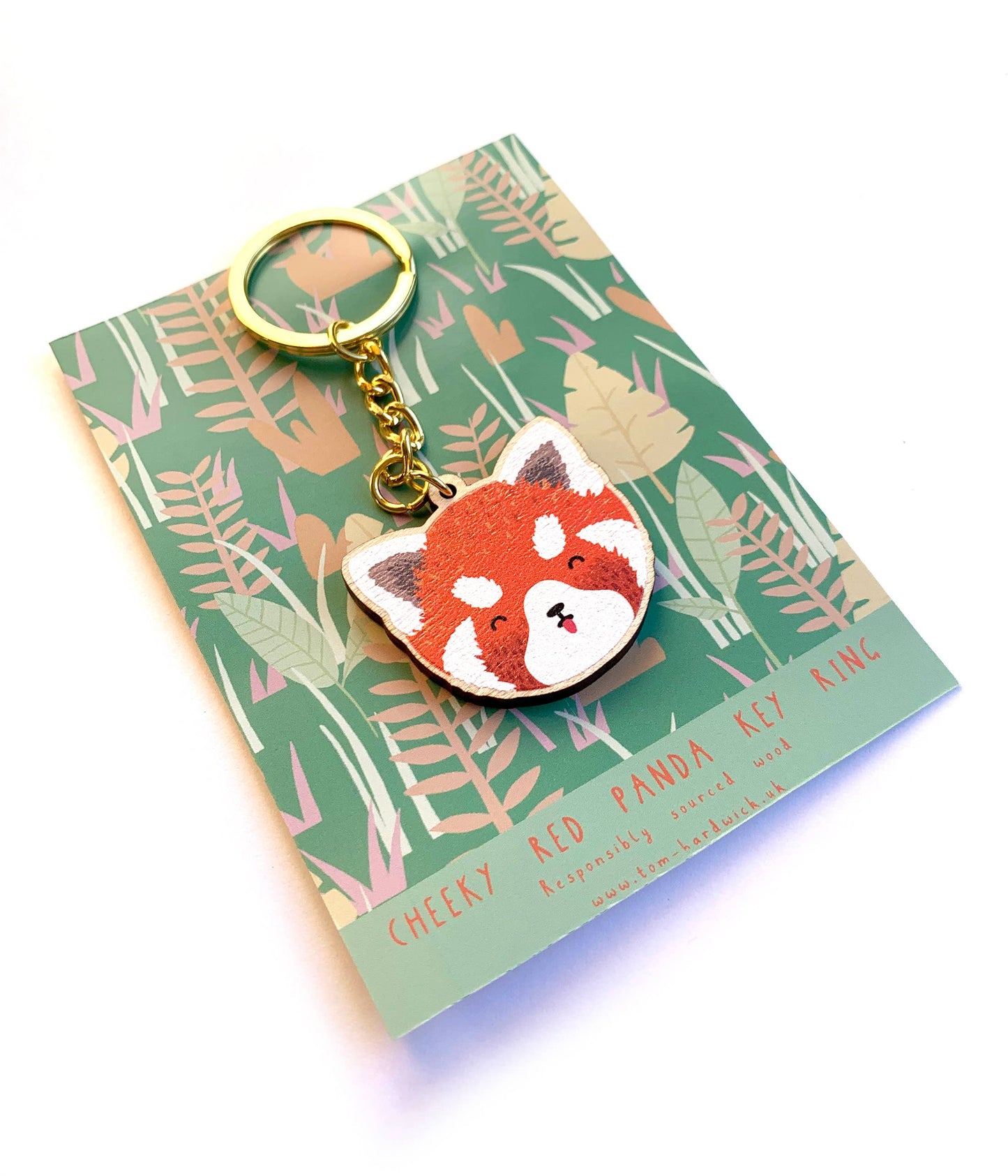 Cheeky Red Panda Wooden Key Ring