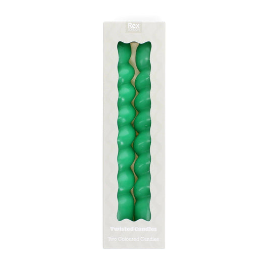 Twisted Candles (Pack of 2) - Dark Green