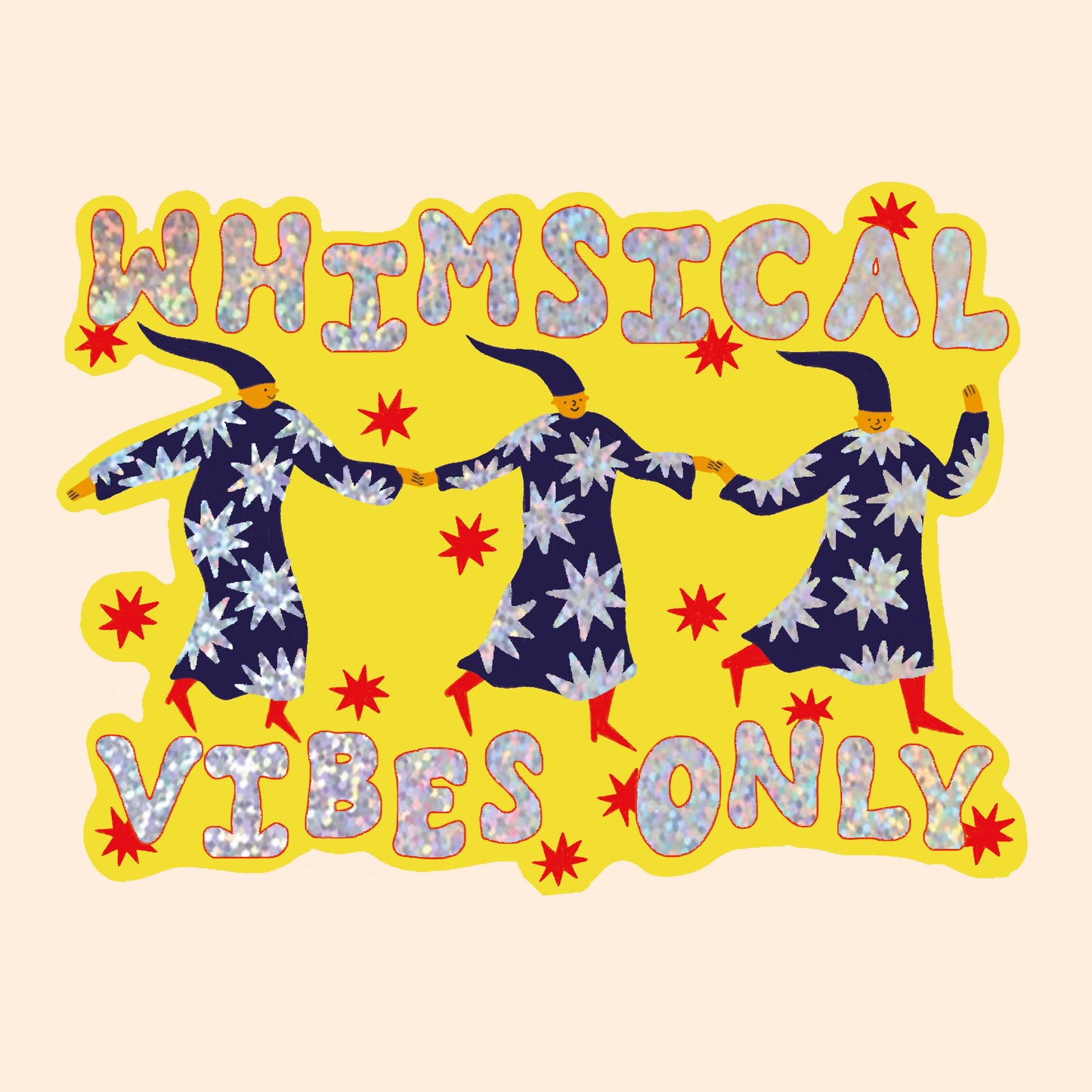 Whimsical Vibes Only Wizard Glitter Vinyl Sticker