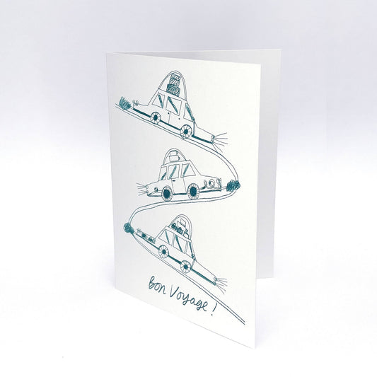 Bon Voyage Illustrated Risograph Card | Goodbye Moving Card