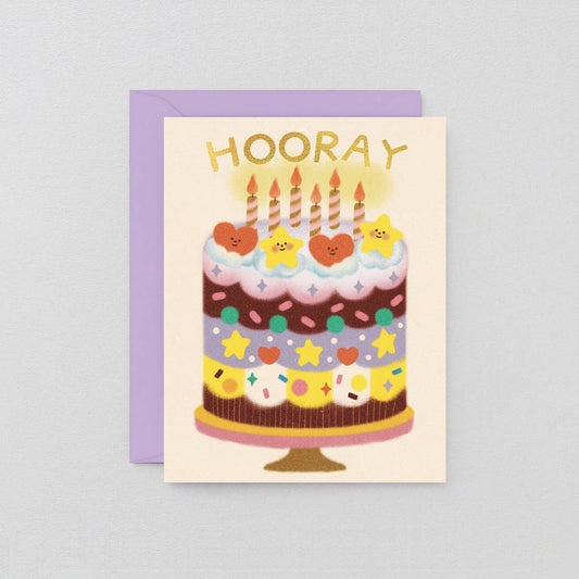 Hooray Happy Birthday Cake Greeting Card